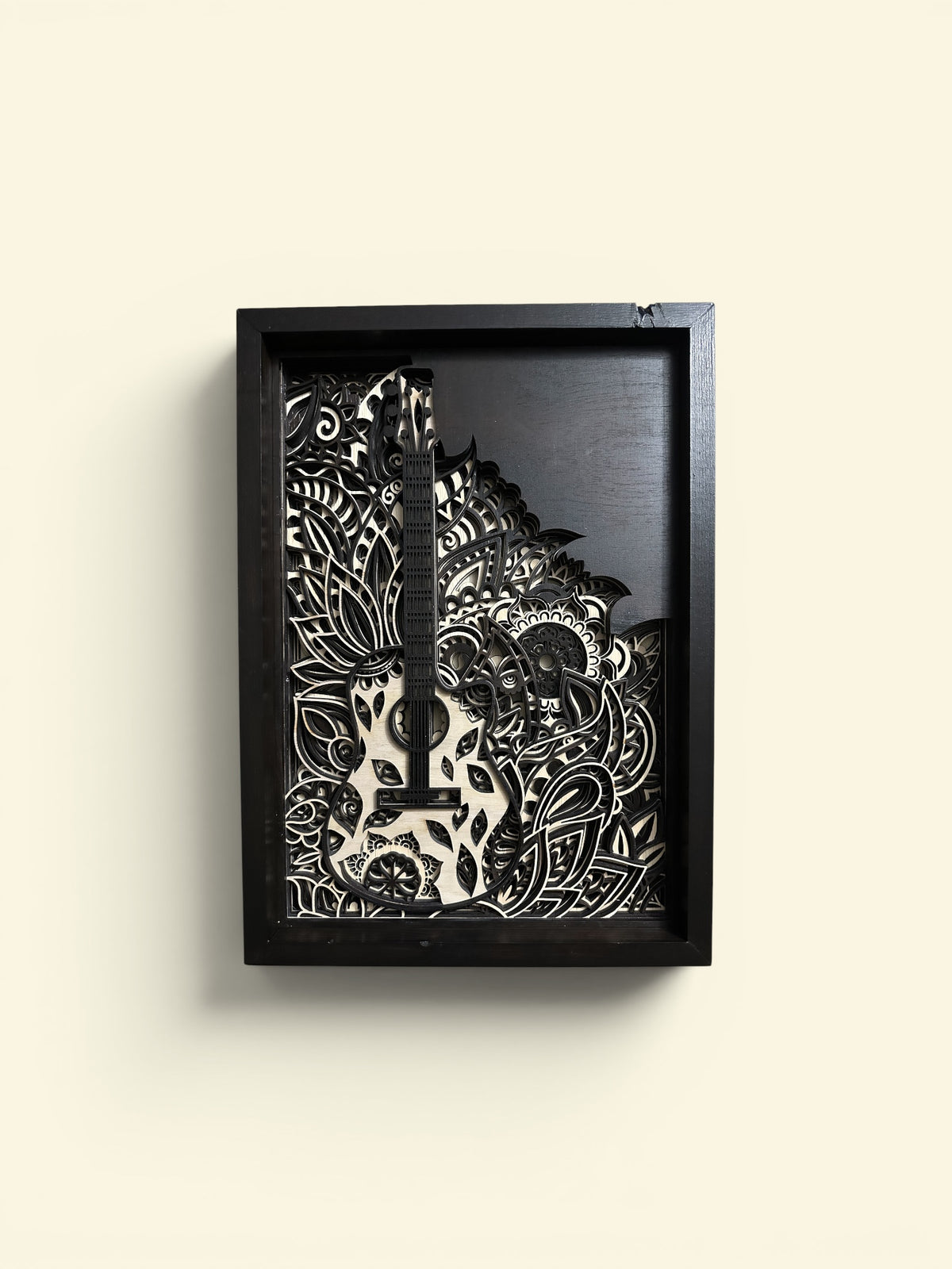 Framed Multilayered Intricate Guitar Art Piece