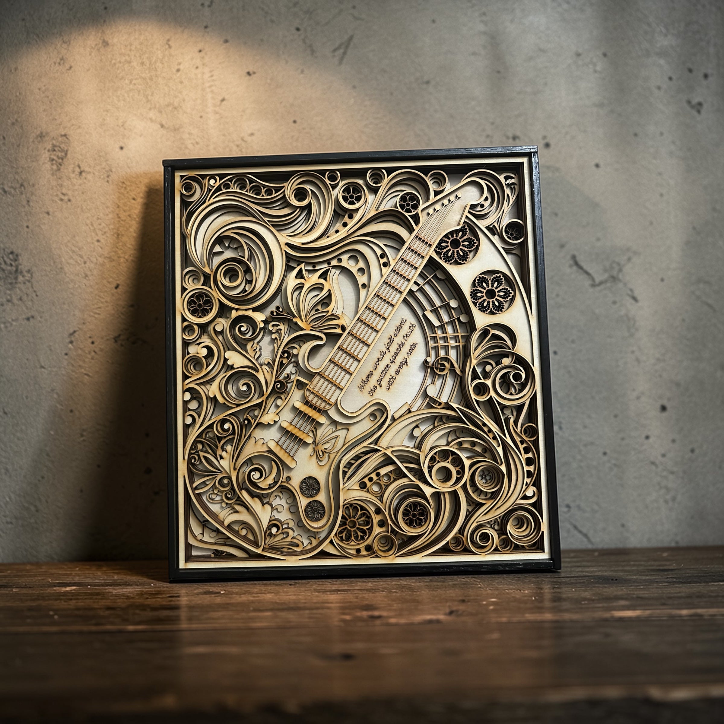 3D Layered Guitar Mandala Wall Art