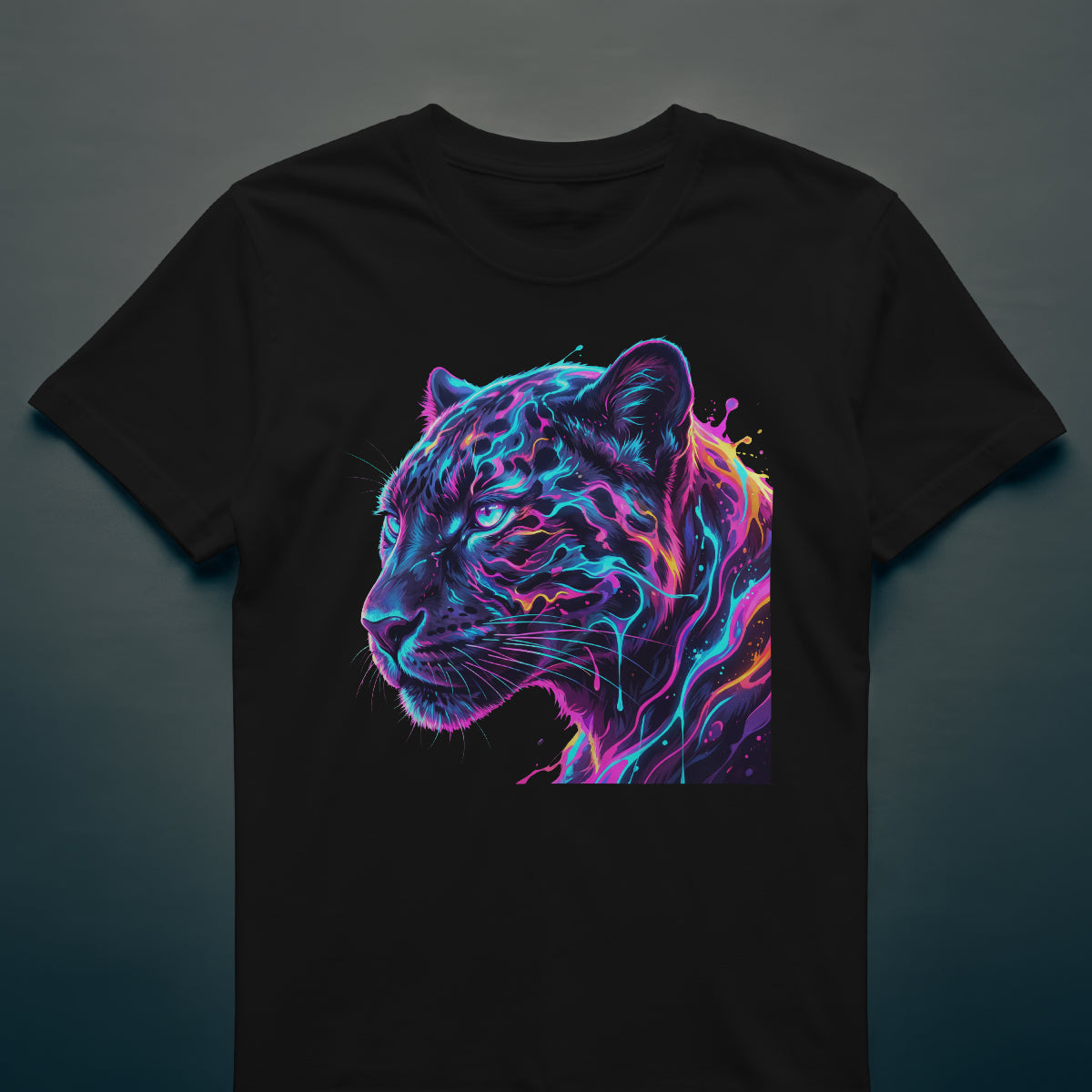 Neon Psychedelic Jaguar Glow T-Shirt | Vibrant Animal Graphic Tee