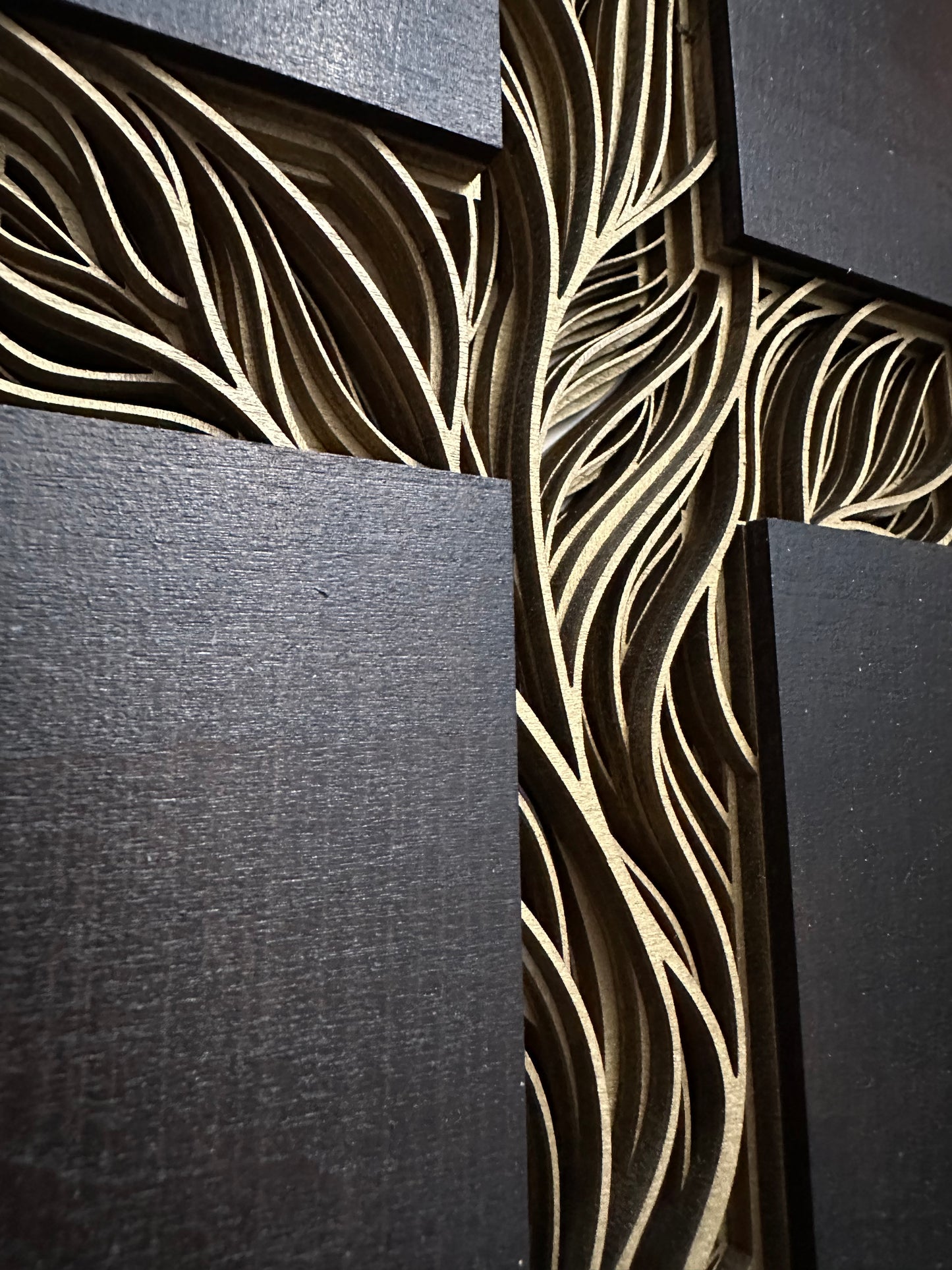 Mini Frameless Multilayered Cross with gold inlay 7"x9"