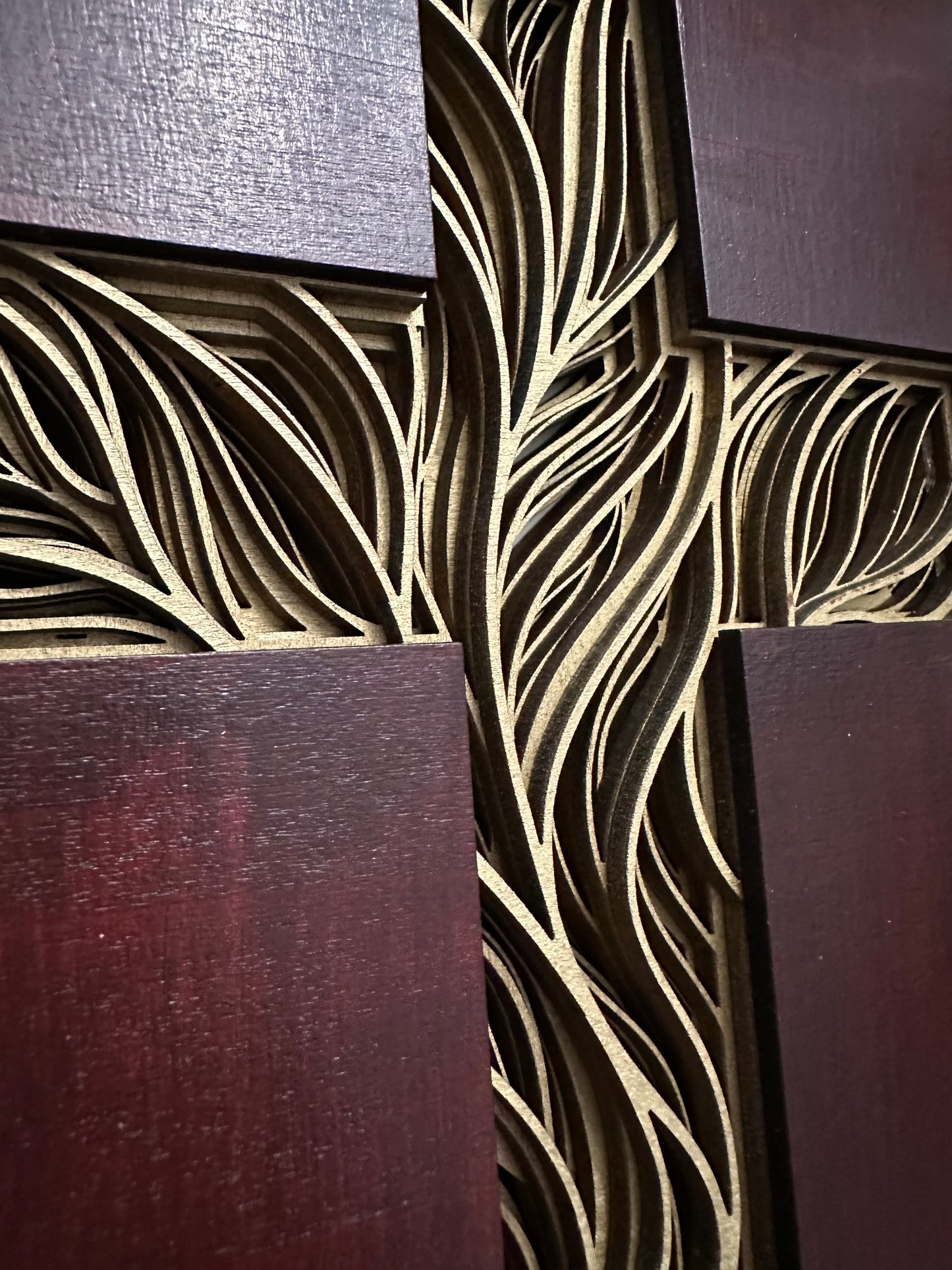 Mini Frameless Multilayered Cross with gold inlay 7"x9"