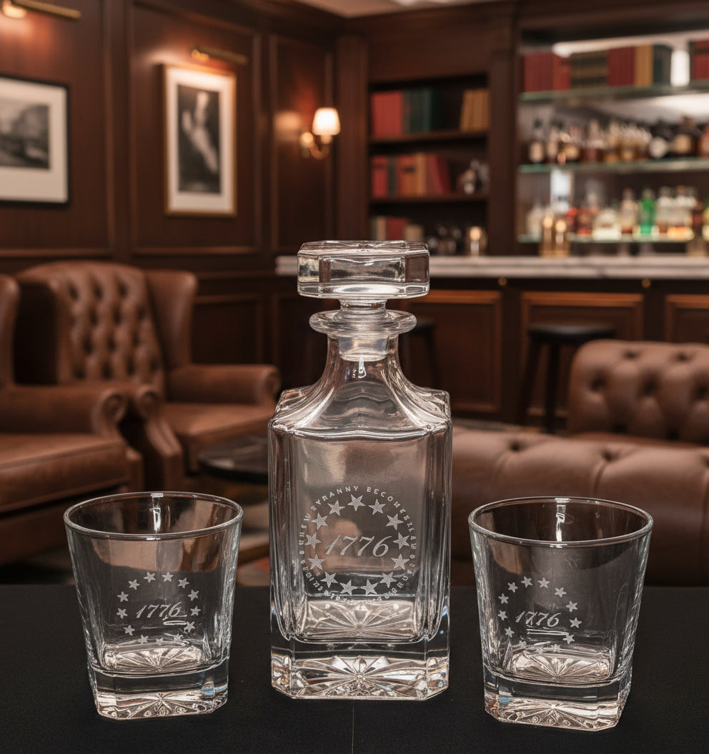 Whiskey Decanter with two glasses as a set